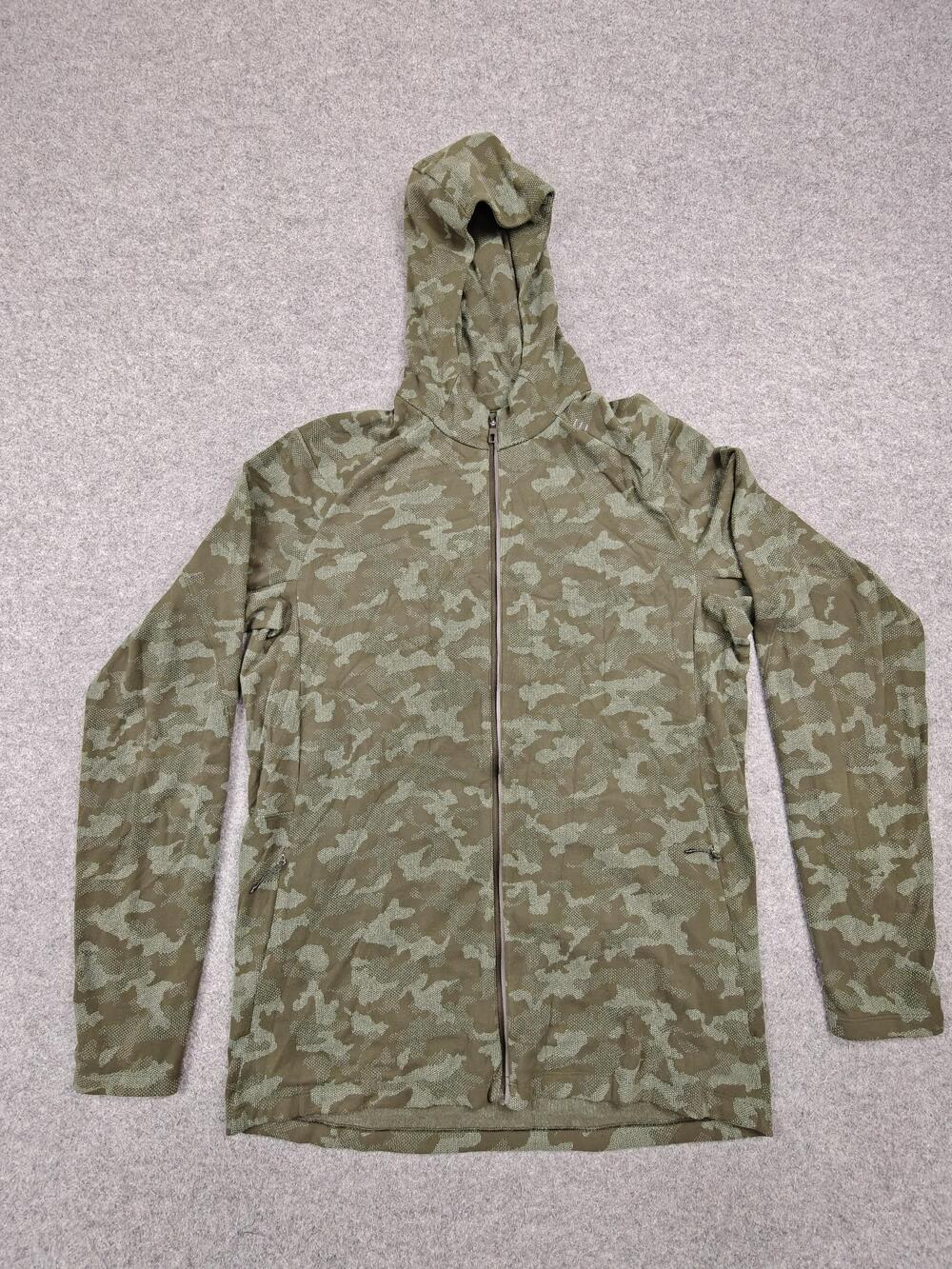Lululemon Hoodie Womens Large Green Full Zip Camouflage Lightweight Hooded